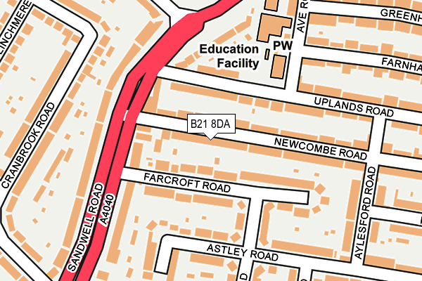 B21 8DA map - OS OpenMap – Local (Ordnance Survey)