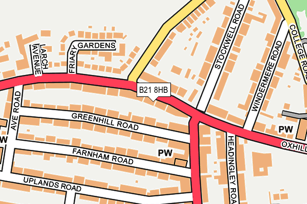 B21 8HB map - OS OpenMap – Local (Ordnance Survey)