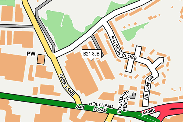 B21 8JB map - OS OpenMap – Local (Ordnance Survey)