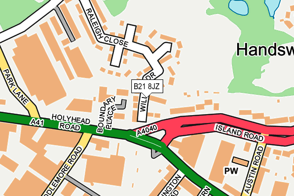 B21 8JZ map - OS OpenMap – Local (Ordnance Survey)