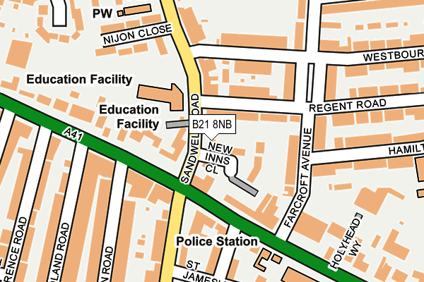 B21 8NB map - OS OpenMap – Local (Ordnance Survey)