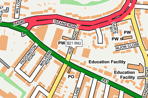 B21 8NU map - OS OpenMap – Local (Ordnance Survey)