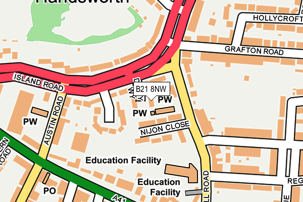 B21 8NW map - OS OpenMap – Local (Ordnance Survey)