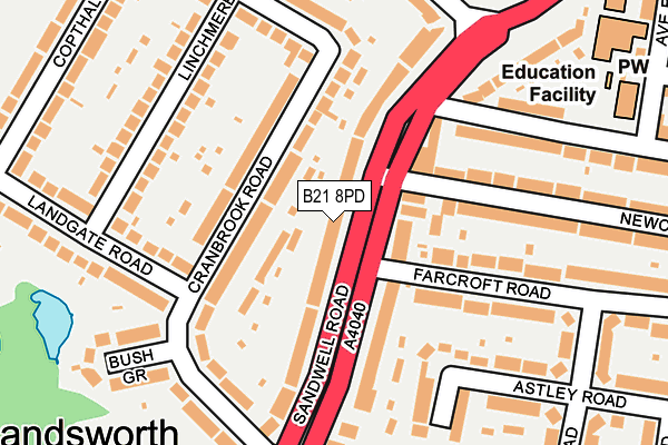 B21 8PD map - OS OpenMap – Local (Ordnance Survey)