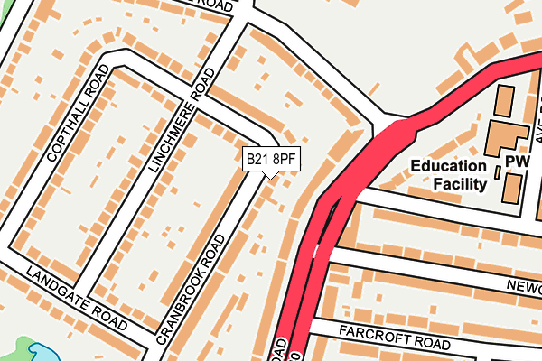 B21 8PF map - OS OpenMap – Local (Ordnance Survey)