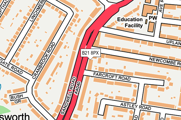 B21 8PX map - OS OpenMap – Local (Ordnance Survey)