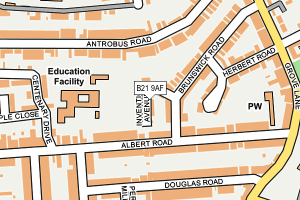 B21 9AF map - OS OpenMap – Local (Ordnance Survey)