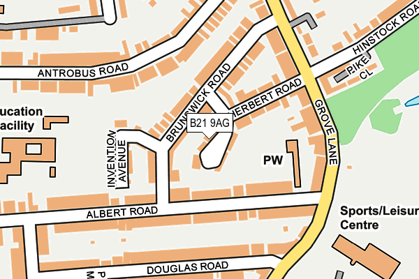 B21 9AG map - OS OpenMap – Local (Ordnance Survey)