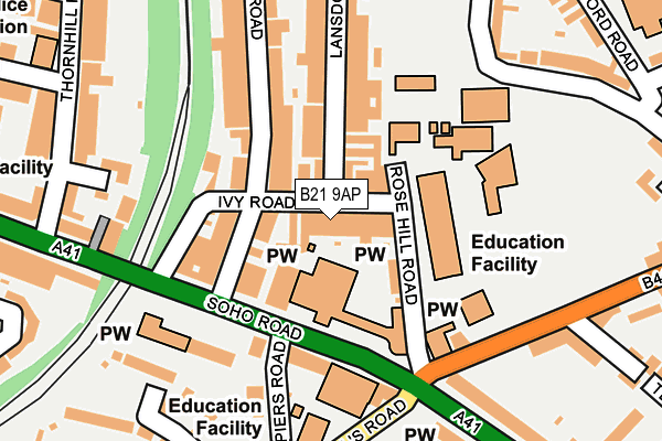 B21 9AP map - OS OpenMap – Local (Ordnance Survey)