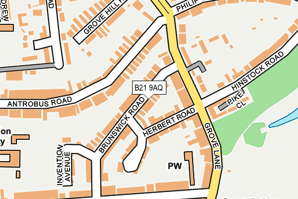 B21 9AQ map - OS OpenMap – Local (Ordnance Survey)