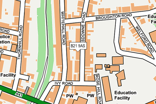 B21 9AS map - OS OpenMap – Local (Ordnance Survey)