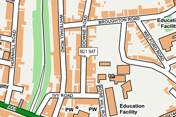 B21 9AT map - OS OpenMap – Local (Ordnance Survey)