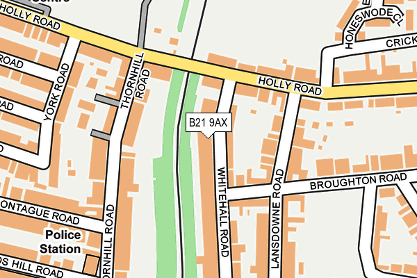 B21 9AX map - OS OpenMap – Local (Ordnance Survey)