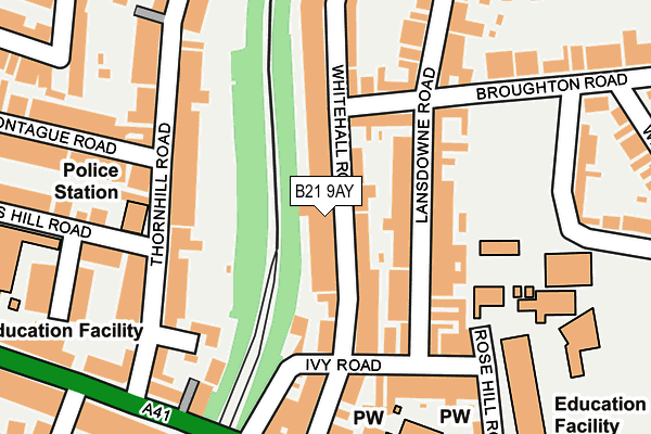 B21 9AY map - OS OpenMap – Local (Ordnance Survey)