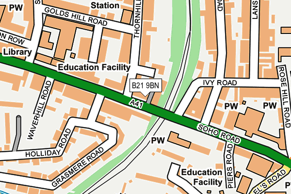 B21 9BN map - OS OpenMap – Local (Ordnance Survey)