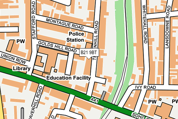 B21 9BT map - OS OpenMap – Local (Ordnance Survey)