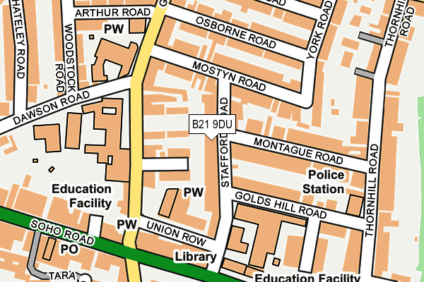 B21 9DU map - OS OpenMap – Local (Ordnance Survey)