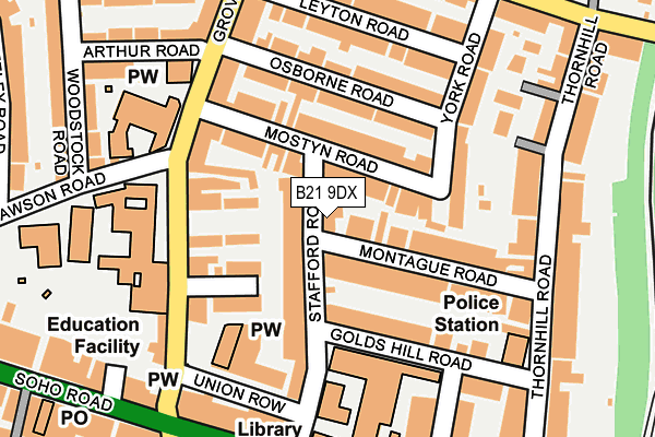 B21 9DX map - OS OpenMap – Local (Ordnance Survey)
