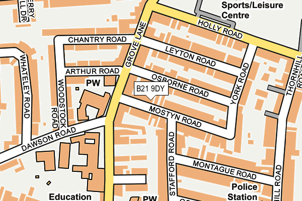 B21 9DY map - OS OpenMap – Local (Ordnance Survey)