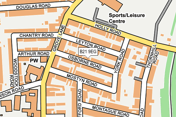 B21 9EG map - OS OpenMap – Local (Ordnance Survey)