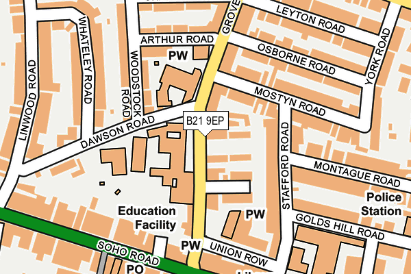 B21 9EP map - OS OpenMap – Local (Ordnance Survey)