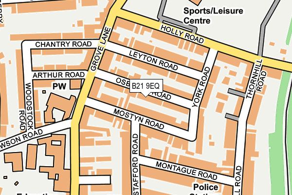 B21 9EQ map - OS OpenMap – Local (Ordnance Survey)