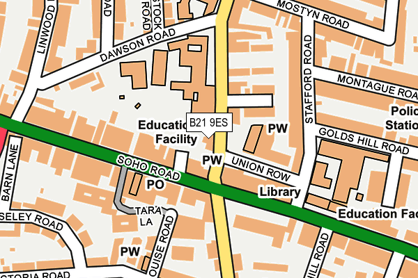 B21 9ES map - OS OpenMap – Local (Ordnance Survey)