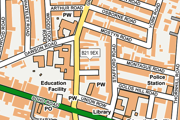 B21 9EX map - OS OpenMap – Local (Ordnance Survey)