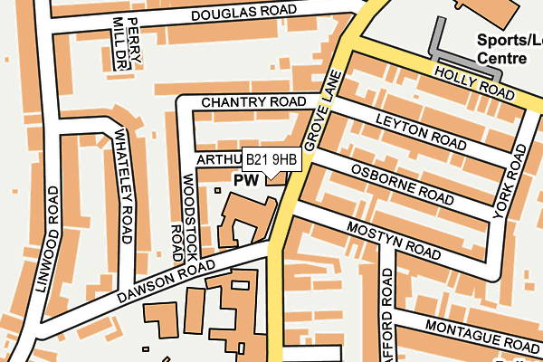 B21 9HB map - OS OpenMap – Local (Ordnance Survey)