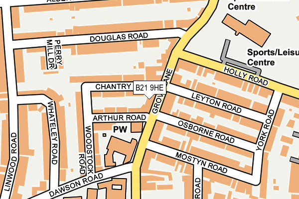 B21 9HE map - OS OpenMap – Local (Ordnance Survey)