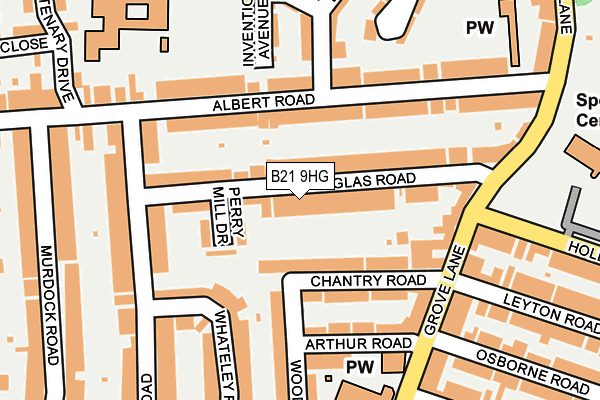 B21 9HG map - OS OpenMap – Local (Ordnance Survey)