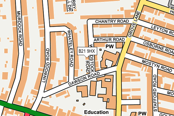 B21 9HX map - OS OpenMap – Local (Ordnance Survey)