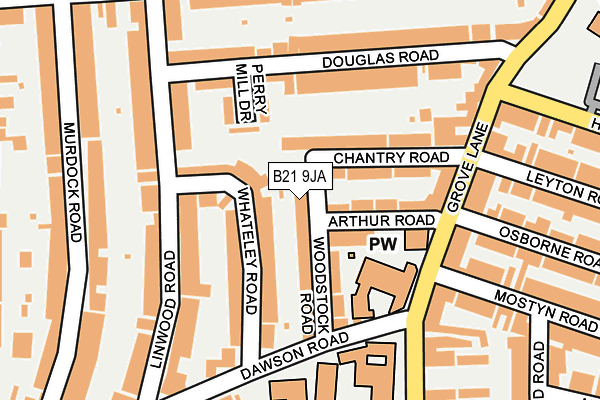 B21 9JA map - OS OpenMap – Local (Ordnance Survey)