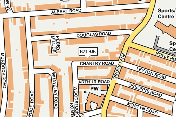 B21 9JB map - OS OpenMap – Local (Ordnance Survey)