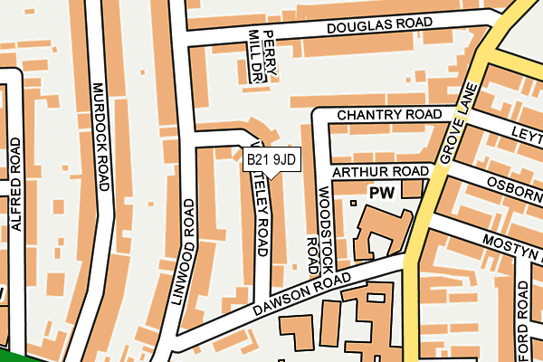 B21 9JD map - OS OpenMap – Local (Ordnance Survey)
