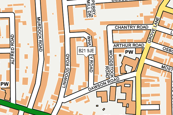 B21 9JE map - OS OpenMap – Local (Ordnance Survey)