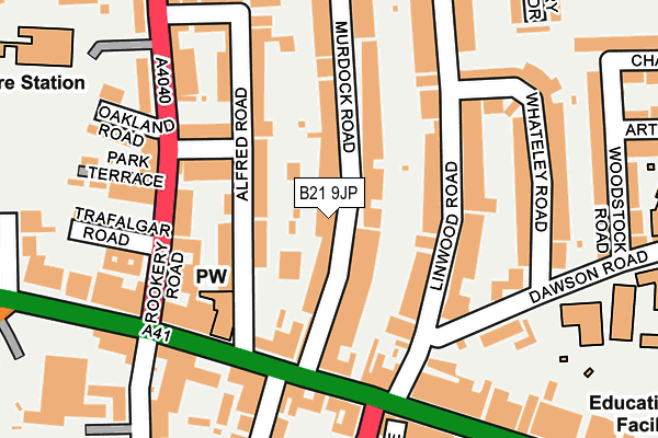 B21 9JP map - OS OpenMap – Local (Ordnance Survey)