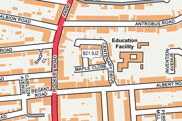 B21 9JZ map - OS OpenMap – Local (Ordnance Survey)