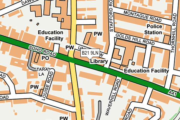 B21 9LN map - OS OpenMap – Local (Ordnance Survey)