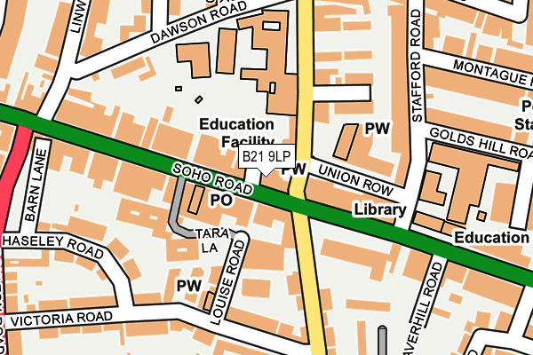 B21 9LP map - OS OpenMap – Local (Ordnance Survey)