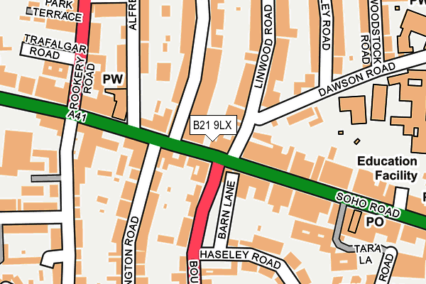 B21 9LX map - OS OpenMap – Local (Ordnance Survey)