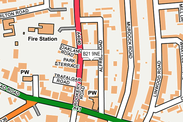 B21 9NE map - OS OpenMap – Local (Ordnance Survey)