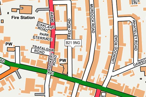 B21 9NG map - OS OpenMap – Local (Ordnance Survey)