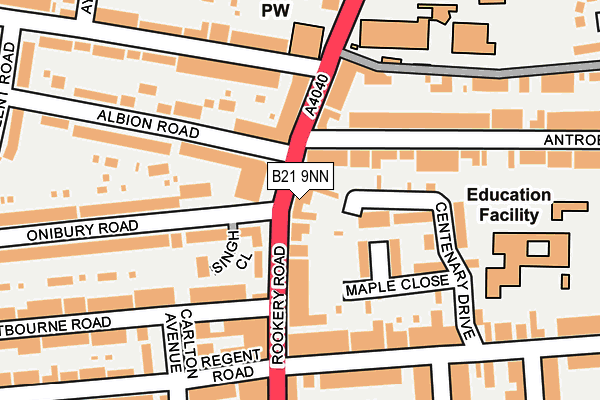 B21 9NN map - OS OpenMap – Local (Ordnance Survey)