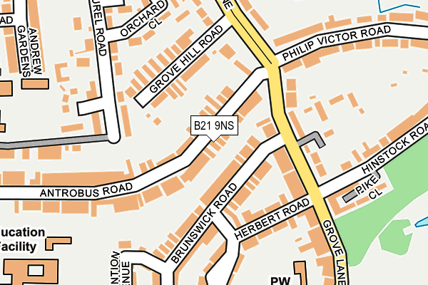 B21 9NS map - OS OpenMap – Local (Ordnance Survey)