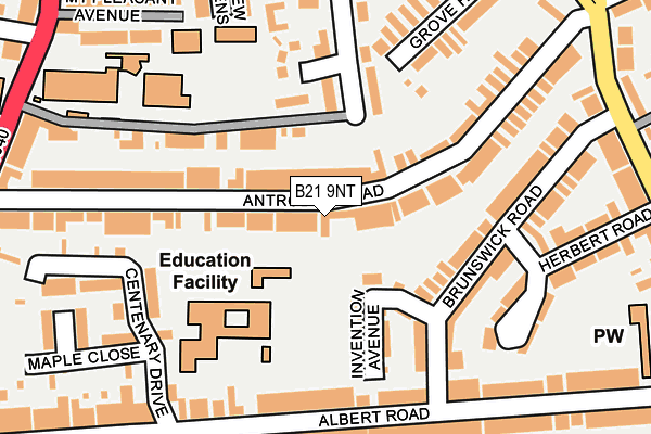 B21 9NT map - OS OpenMap – Local (Ordnance Survey)