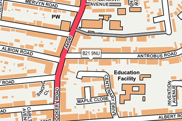 B21 9NU map - OS OpenMap – Local (Ordnance Survey)