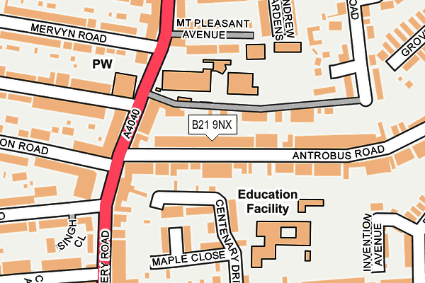 B21 9NX map - OS OpenMap – Local (Ordnance Survey)