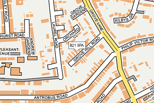 B21 9PA map - OS OpenMap – Local (Ordnance Survey)