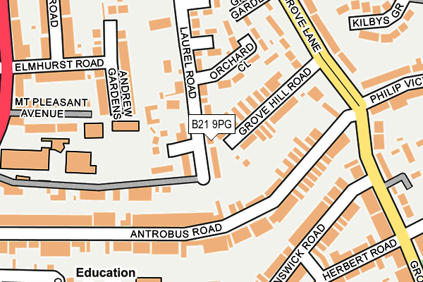 B21 9PG map - OS OpenMap – Local (Ordnance Survey)